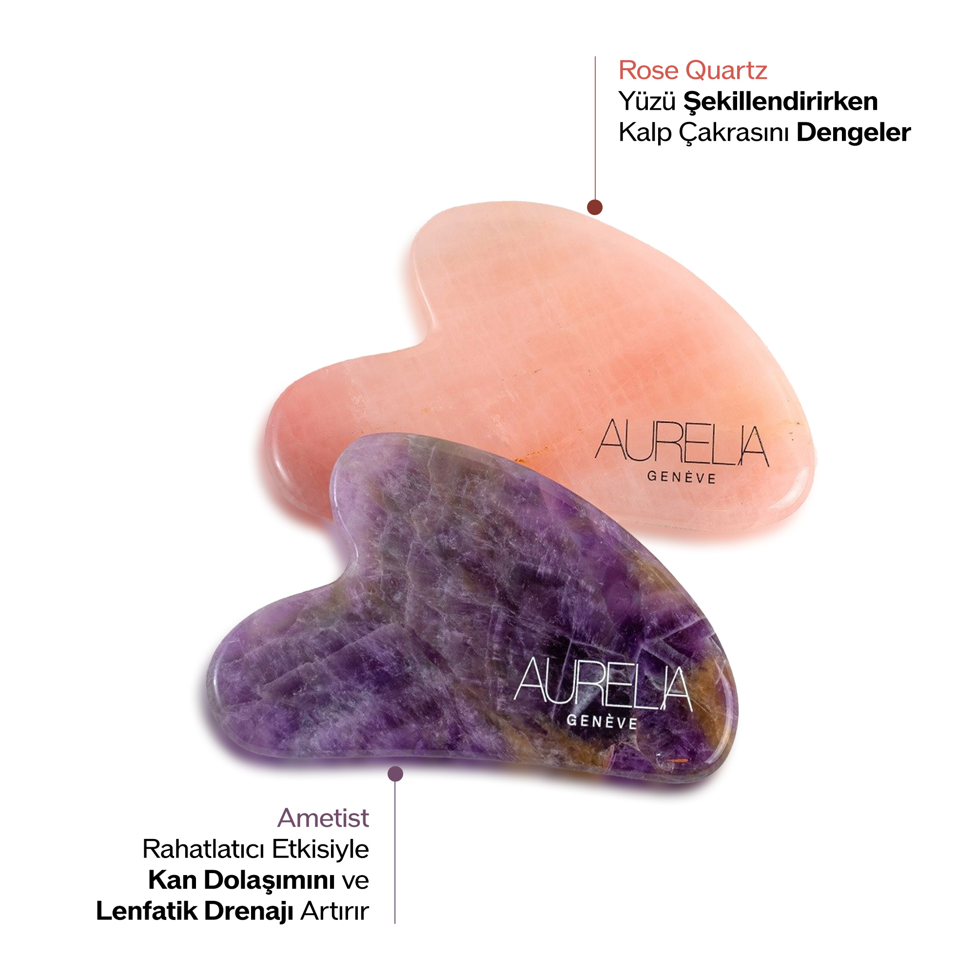 AURELIA GENÈVE Aurelia Genève Kan Dolaşimini Hizlandiran & Ci̇ldi̇ Güzelleşti̇ren Gua Sha Seti̇ - Gua Sha Masaj Taşları - %50 İndirim